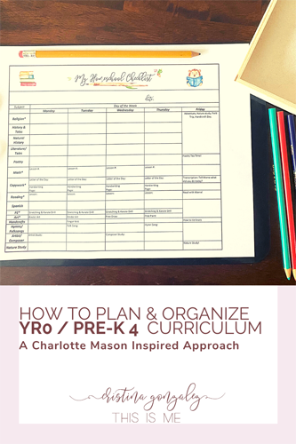 How to Plan & Organize YR0 / Pre-K 4 Curriculum: A Charlotte Mason Inspired Approach